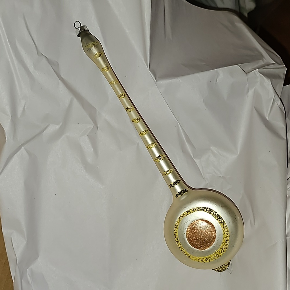 Vintage West German Figural Glass Clock Pendulum Christmas Ornament